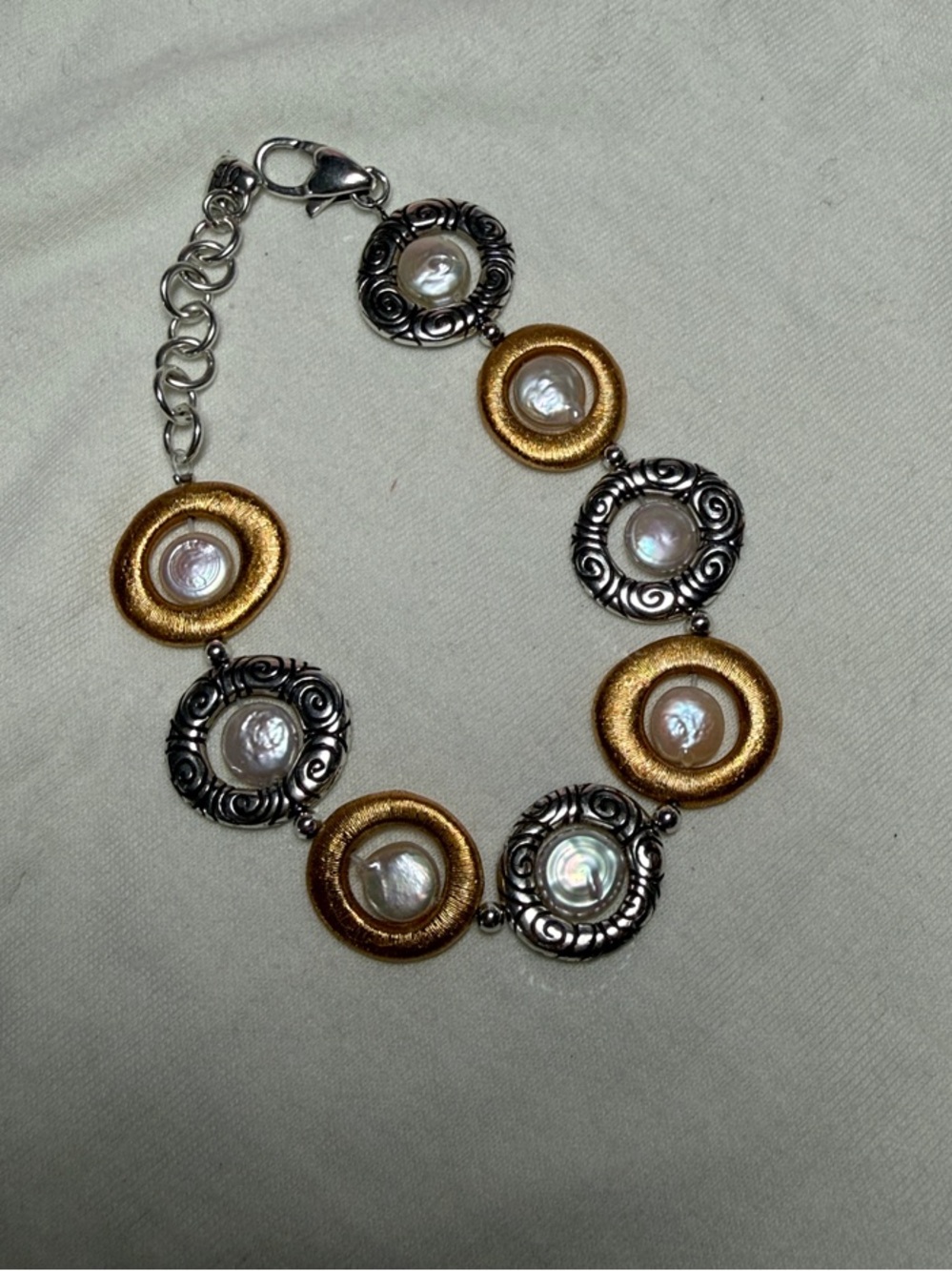 Brighton Satori Women’s Two-Tone Pearl Accent Bracelet - Gold & Silver - Picture 1 of 5
